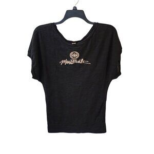 Maui Built Black Short Sleeve Batwing Sleeve Burnout Top Women's XL